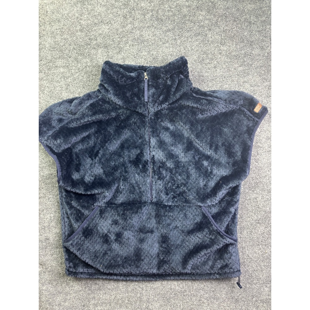 Columbia Fleece Vest Women XL Navy Blue Sherpa Half Zip AL1311